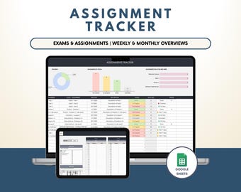 Assignment tracker spreadsheet college planner academic planner exam planner homework tracker online student planner 2026 27