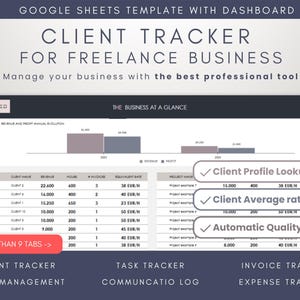 Client Tracker spreadsheet self employed freelancer Task Tracker CRM dashboard Client Management Invoice Tracker Lead Tracker Customer