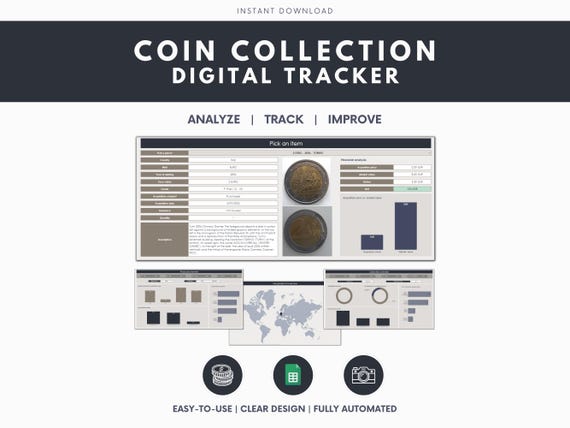 Coin inventory log coin collection log coin collection inventory book coin collection spreadsheet coin collector currency