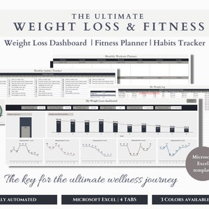 Weight Loss Tracker excel fitness tracker spreadsheet habit tracker fitness planner weight loss 2025
