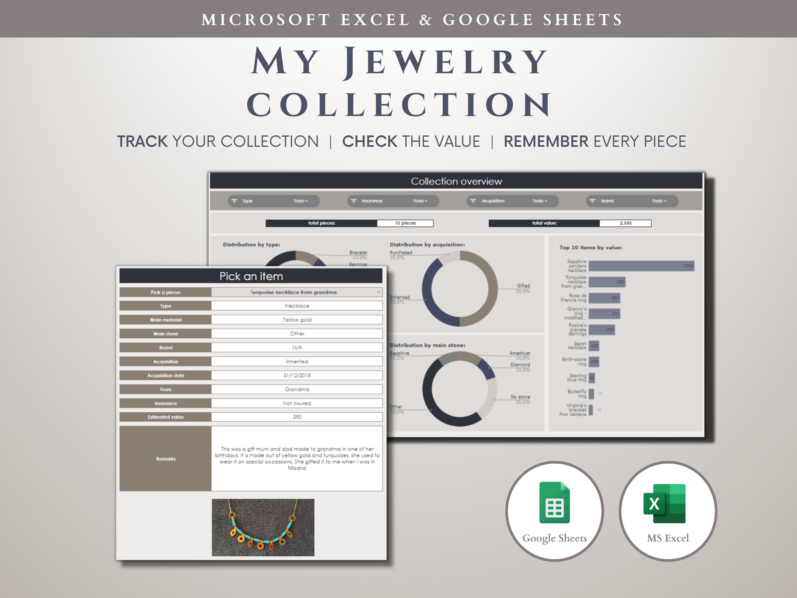 Jewelry Collection Tracker Jewelry Inventory Tracker Jewelry