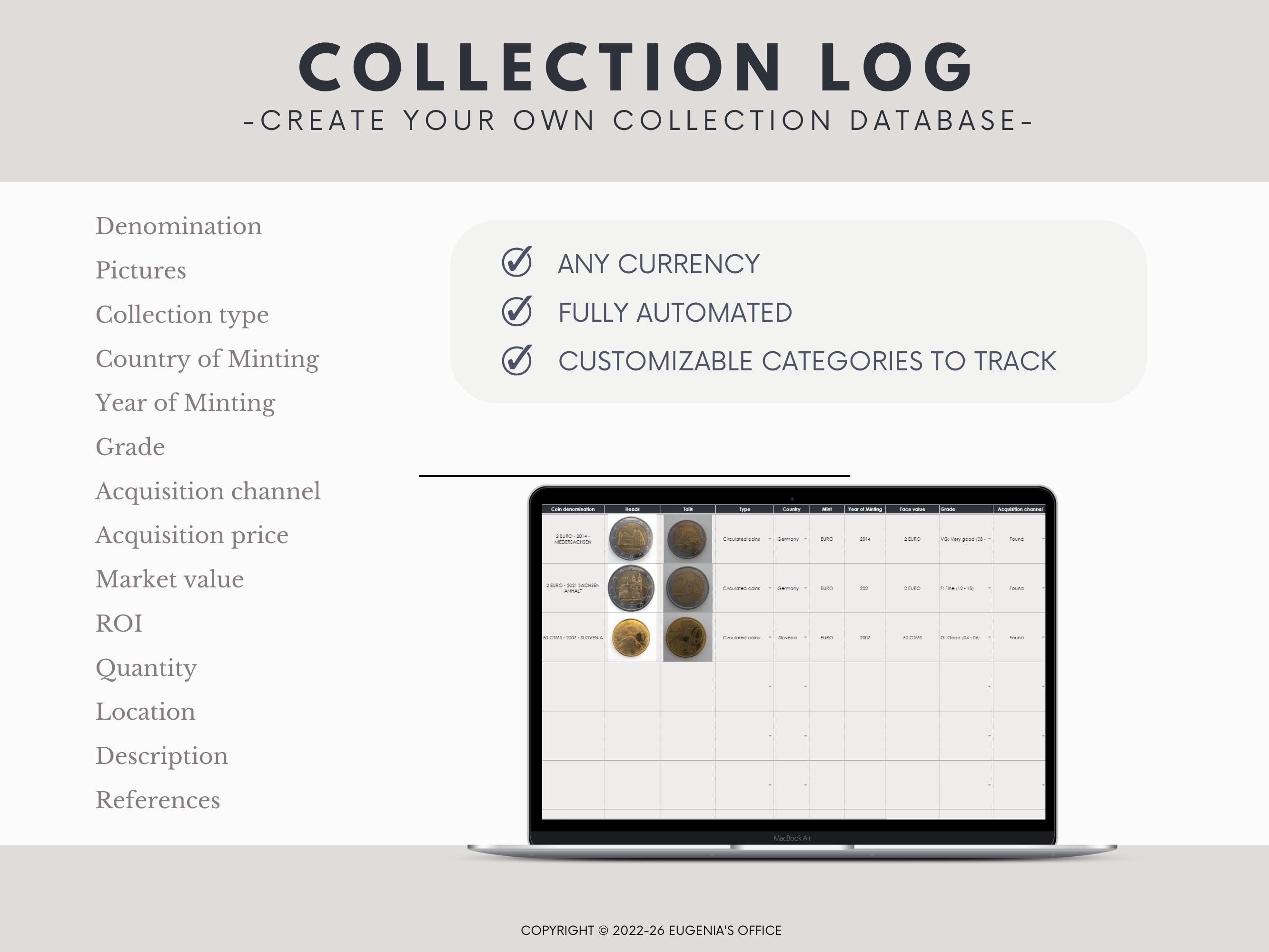 Collection Log Examples Coin Inventory Log Coin Collection Log Coin Collection Inventory Book ...
