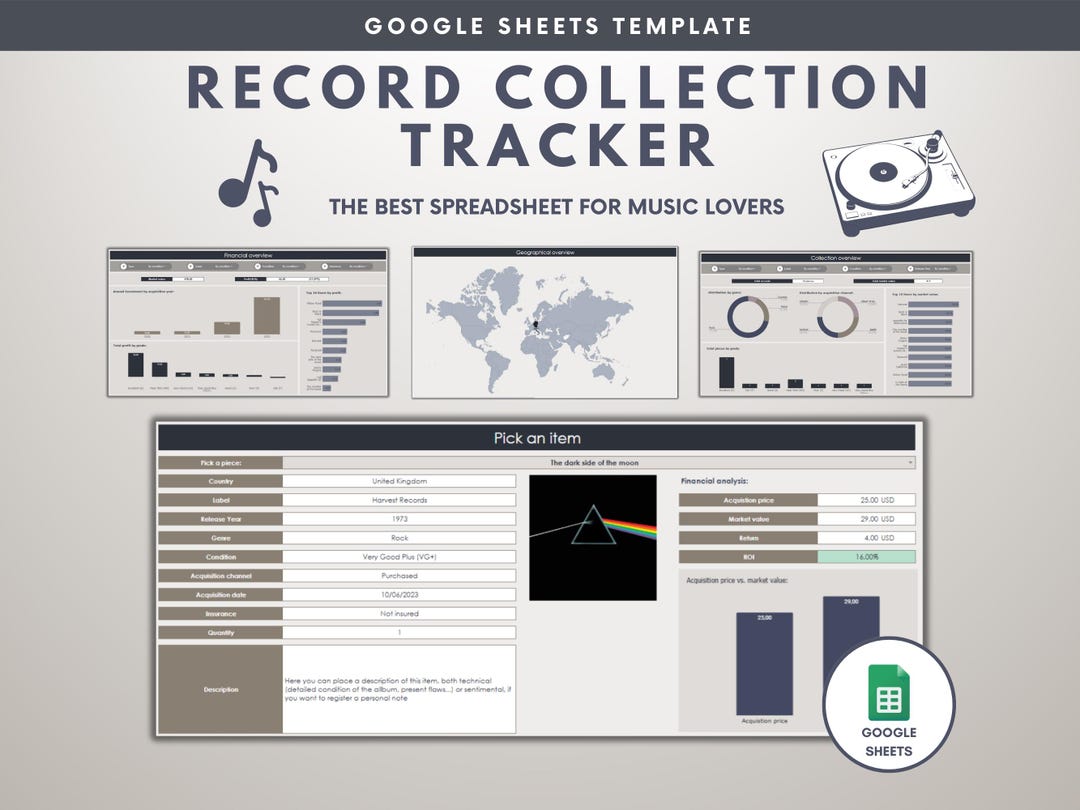 Music Collection Tracker Spreadsheet Record Collection Tracker Vinyl