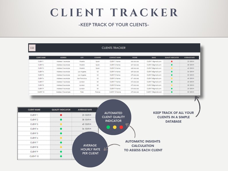 Clienttracker factuurtracker winst- en verliesbelastingspreadsheet ...