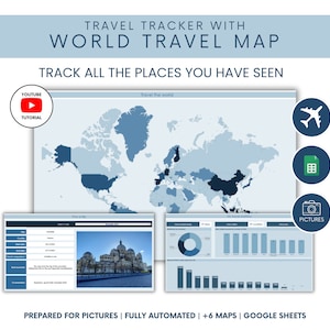 Feuille de calcul Travel Tracker Google Sheets Carte numérique Travel Tracker Carte du monde Google Sheets Travel Tracker