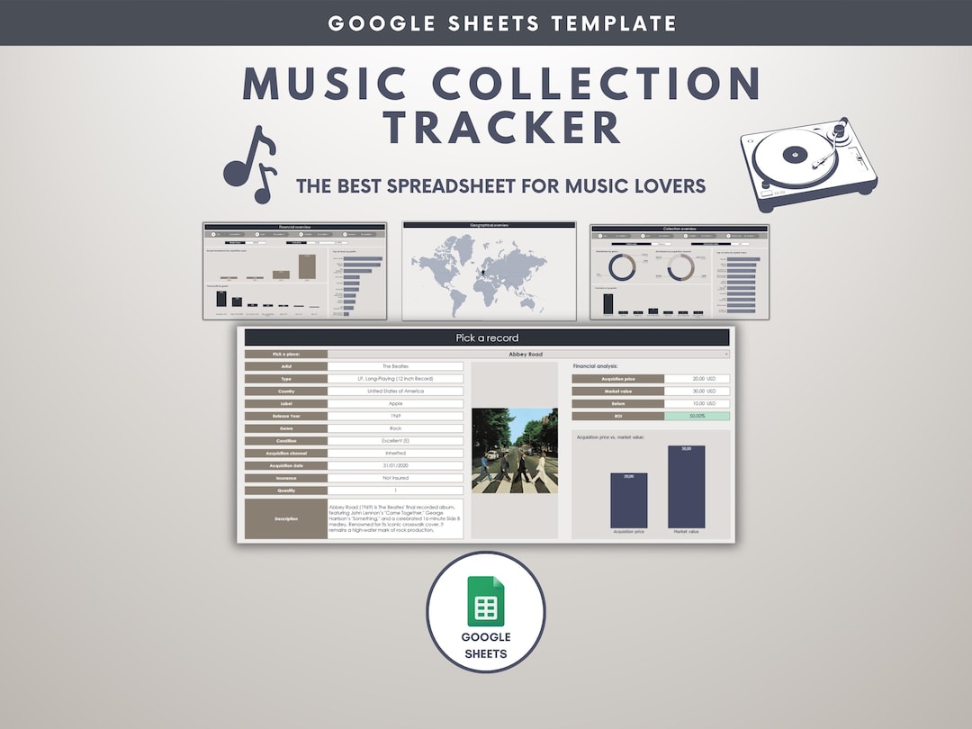 Music Collection Tracker Spreadsheet Music Library Software, Gift for ...