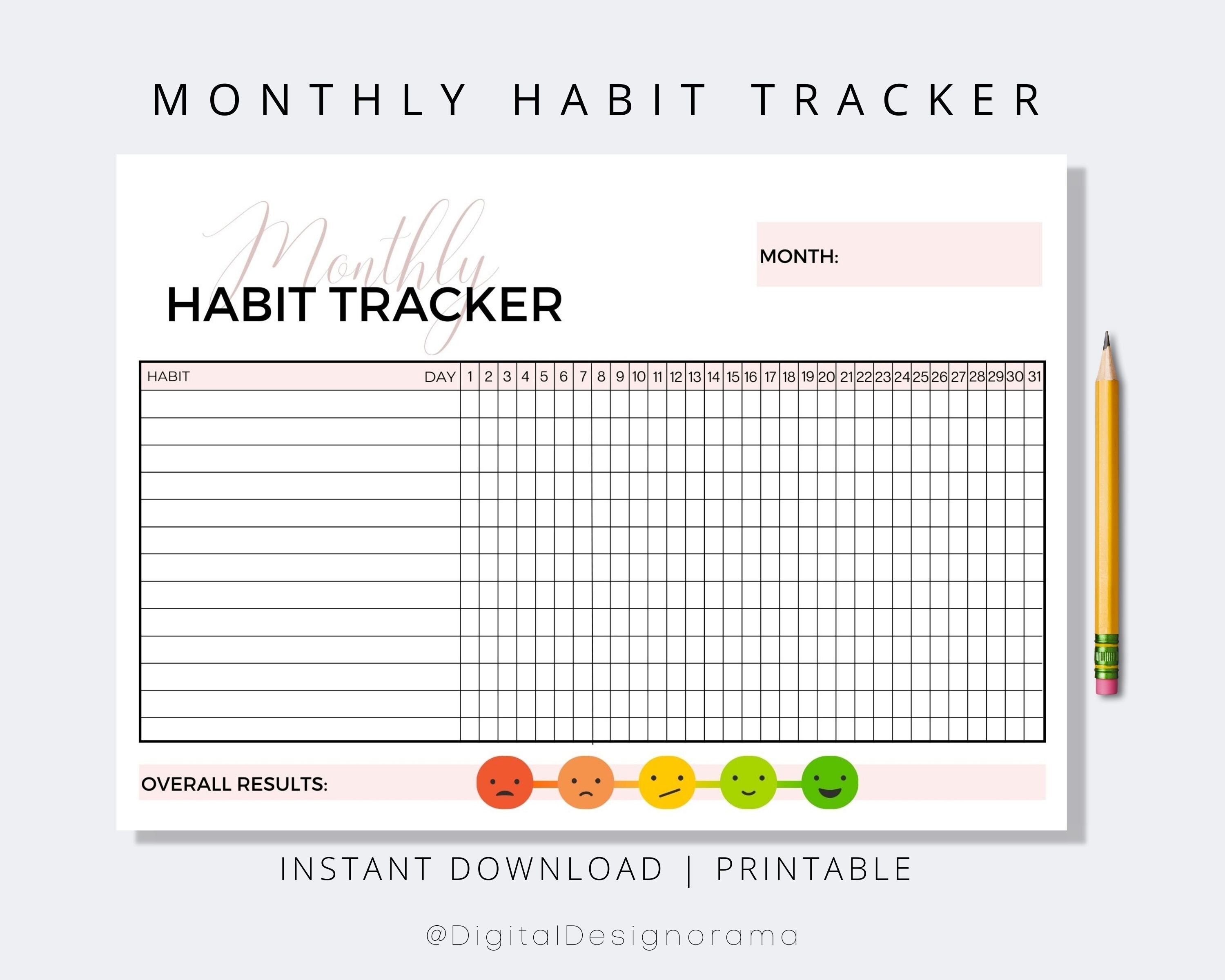 Monthly Habit Tracker Printable Fillable Routine Tracker - Etsy