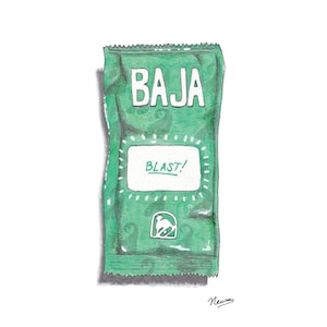 Taco Bell Baja Blast Sauce Packet Wall Art For Gift Watercolor Taco Bell Sauce Illustration Painting Art Print Collectible Taco Bell Decor
