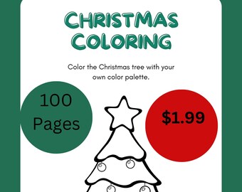 Coloring Pages: 100 Christmas Adult Coloring Book by Digital 4 You Shop | 100 Digital Coloring Pages (Printable, PDF Download)