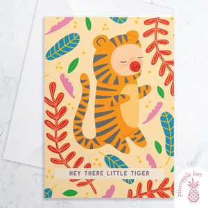 Welkomstkaart tijger baby - gefeliciteerd pasgeboren baby Gepersonaliseerd afdrukbaar