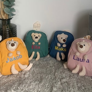 Sacs à dos personnalisés pour enfants en bleu, vert, rose et jaune | Sac à dos enfant, personnalisé, sac à dos pour filles et garçons