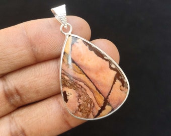 Top Quality Snake Skin jasper Cabochon Pendant, Sterling Silver Pendant, Bezel Pendant, Oval Shape Pendant, Boho Pendant, Handmade Necklace