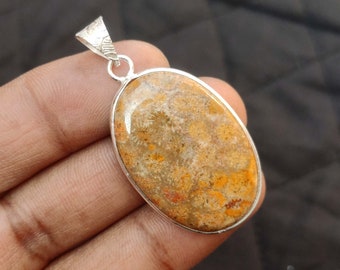 Hanger met natuurlijk fossiel koraal: handgemaakte verzilverde ring, 1,5 inch