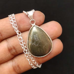 Natural Gold Pyrite Gemstone Pendant, Pyrite Pendant, Sterling Silver Plated Pendant, Pyrite Pendant, Handmade Silver Jewelry Wedding Gifts