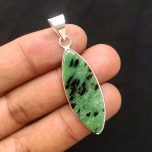Natural Ruby Zoisite Cabochon Pendant, Pear Shape Pendant Bezel Pendant  Zoisite Pendant, Silver Plated Pendant Handmade Jewelry Gift