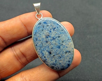 Dumortierite Gemstone Pendant Necklace: Sterling Silver Plated Jewelry