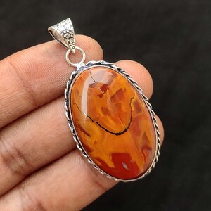 Natural Noreen Jasper Cabochon Pendant, 925 Sterling Silver Plated Jewelry, Handmade Pendant, Necklaces Pendant Beautiful, Gift for her
