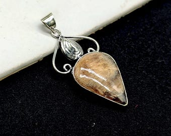 Peach Moonstone Cabochon Pendant: Sterling Silver Plated Bezel, Natural  Gemstone Moonstone Jewelry, Gift