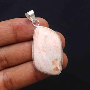 Natural Scolecite Gemstone Pendant, 925 Sterling Silver Plated Pendant, Handmade Jewelry, Charm Necklace, Gift For Birthday