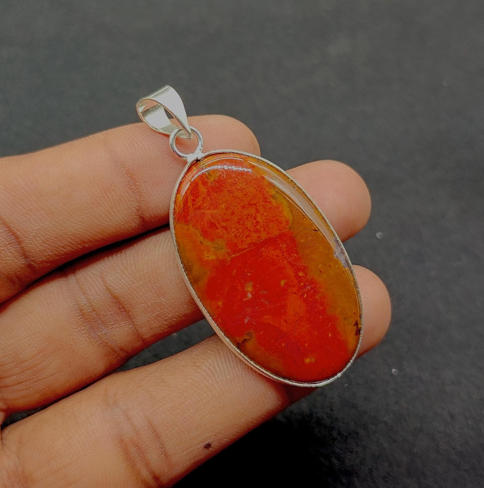 Buy Natural Red Snake Jasper Gemstone Pendant, 925 Silver Plated