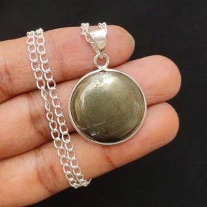 Natural Pyrite Gemstone Pendant, Silver Pendant, Bezel Pendant Silver Plated Pendant,Precious Pyrite Handmade Jewelry Pendant Gift