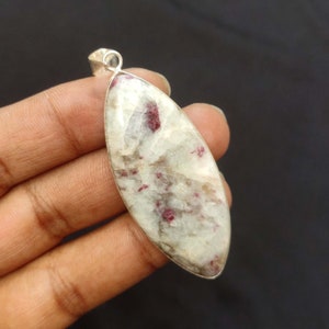 Pink Tourmaline Pendant: 925 Silver Plated Gemstone Necklace