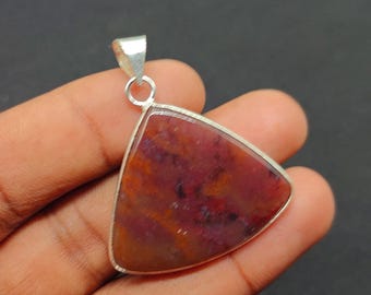 Moss Agate Necklace: Sterling Silver Bezel Pendant, Natural Gemstone