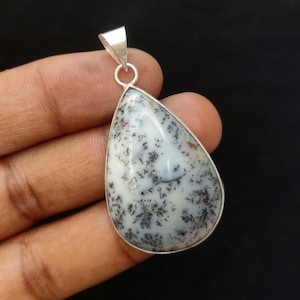 Dendritic Agate Pendant: Silver Plated Bezel, Natural Gemstone