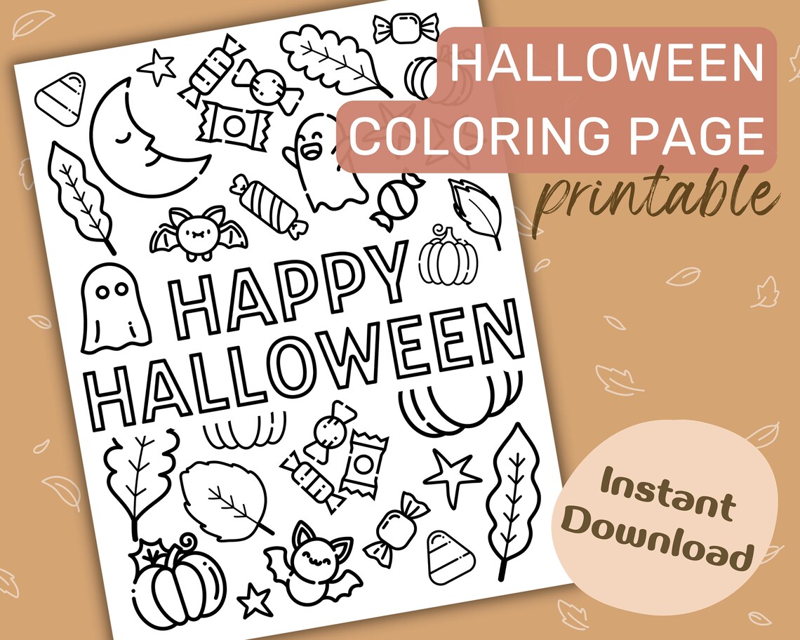 Fall Coloring Pages, Kids Halloween Activity, Printable Autumn Decor ...