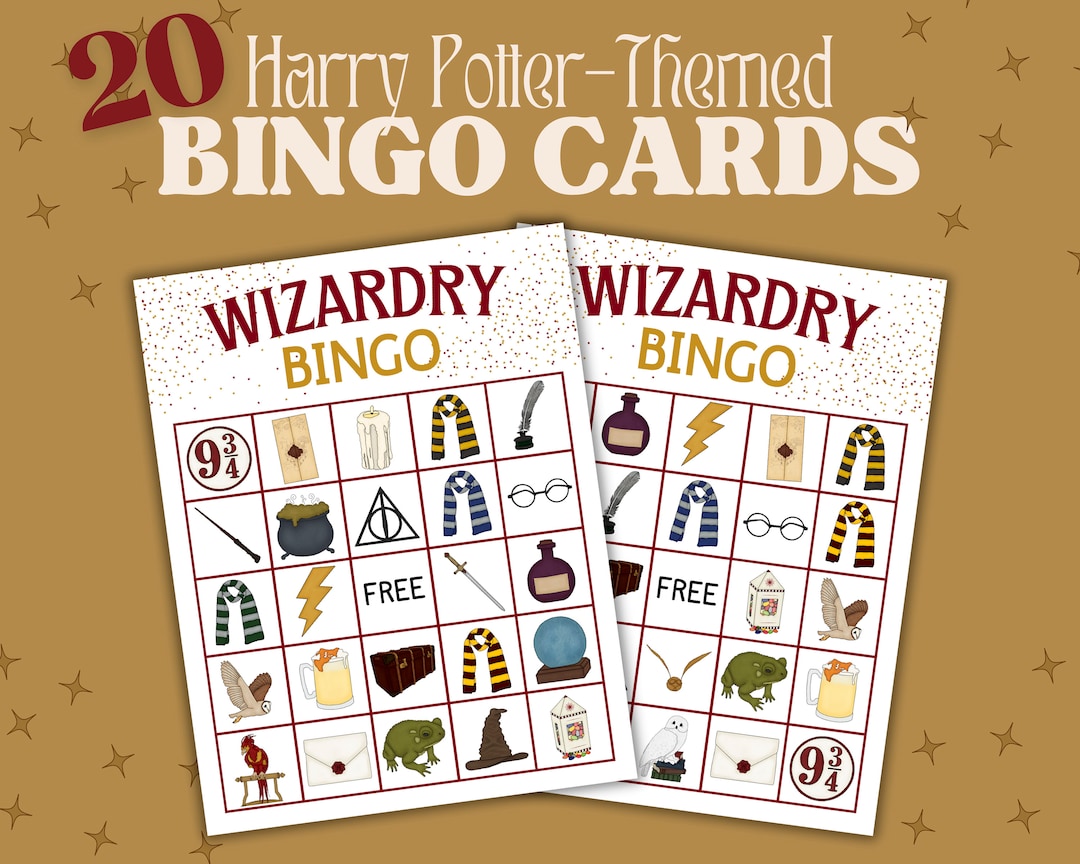 Harry Potter Bingo Game, Kids Teens Wizard Birthday Activity, Printable ...