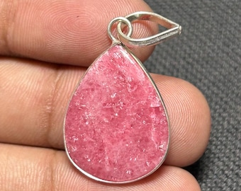 Rhodonite Sterling Silver Pendant: Natural Pink Gemstone Jewelry GS-27