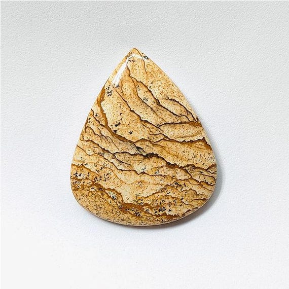 Picture Jasper Cabochon: Natural Yellow Loose Gemstone, 53 Cts GS