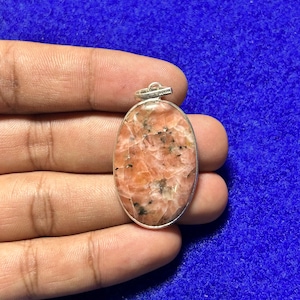 Kiwi Jasper Sterling Silver Pendant - Natural Stone Necklace (42X24X5 mm)