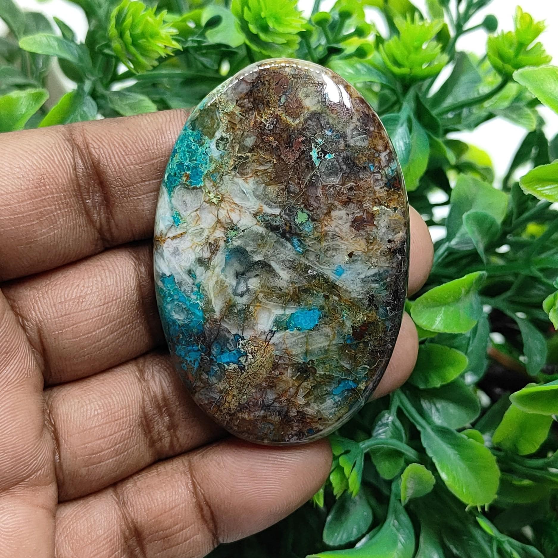 Sonora Sunrise Chrysocolla Cabochon: Natural Gemstone (59x39x5 Mm