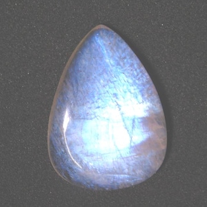 Rainbow Moonstone Cabochon: Pear Cut, 28 Carat Polished Gemstone