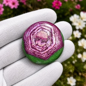 Ruby Zoisite Cabochon Natural Pink & Green Loose Gemstone Jewelry Gift Stone (34X34X5 MM) 90 Cts GS-3149