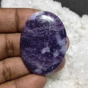 Lepidolite Cabochon: Purple Mica Gemstone, Handmade Jewelry Making (94 Cts, 47X34X5 MM)