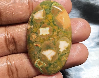 Grüner Rhyolith Cabochon: 46 Cts Natürlicher Regenwald Jaspis Edelstein GS-1870