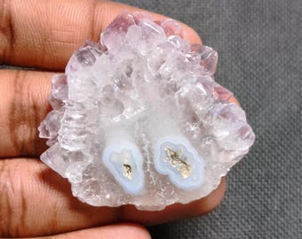 Solar Quartz Slice Cabochon: Amethyst Stalactite Slab, 112 Ct