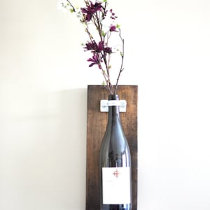 Wine Bottle Wall Vase – Upcycled Wood Décor