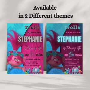 Editable Trolls Birthday Invitation: Printable Party Card (Canva Template)