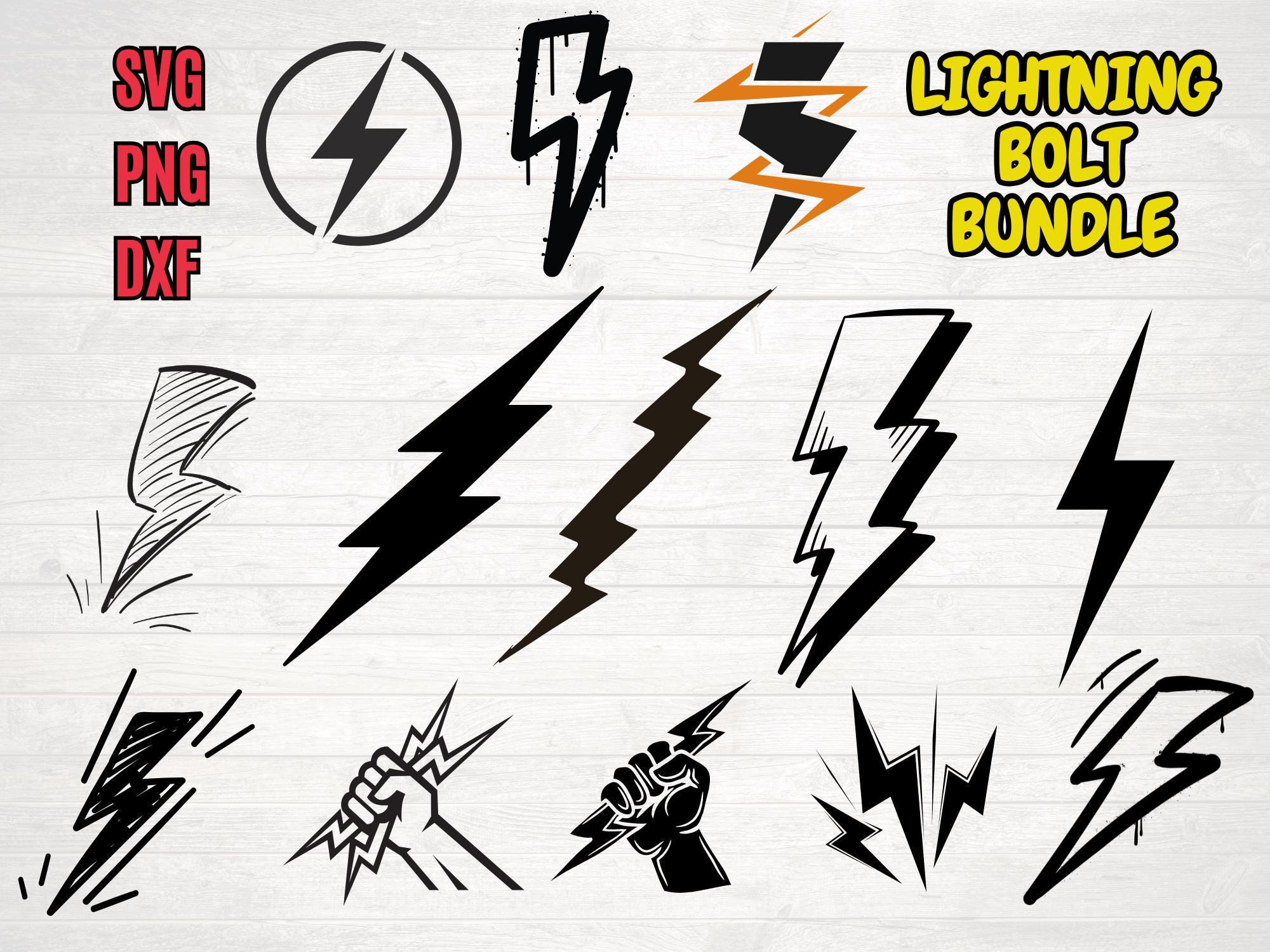 Lightning Bolt SVG Bundle: Flash, Electric, Thunder (digital Download ...