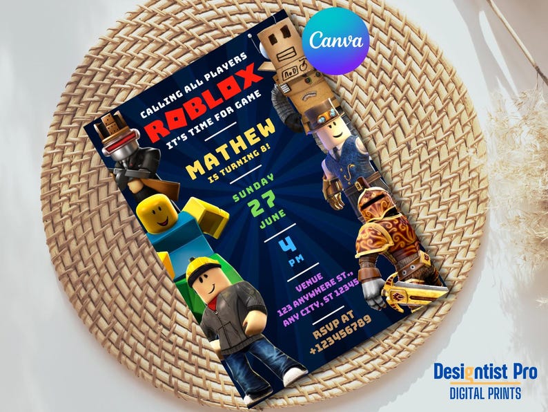 Roblox Themed Birthday Invitation | Printable Party Invite | Digital ...