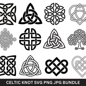 Celtic Knot SVG Bundle, Celtic PNG Bundle, Celtic Clipart, Celtic SVG Cut Files for Cricut, Knots Clovers Crosses Tattoo, Celtic Knot logo