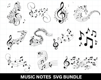 Music Notes SVG Bundle: Vector Clipart, Cut Files (Digital Download)