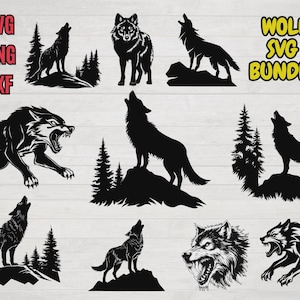 Howling Wolf Clipart: Moon, Forest, Tattoo Vector (SVG, PNG, JPG)