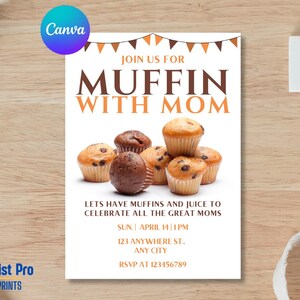 Muffins mit Mama Flyer einladen, bearbeitbare Vorlage, Mama Einladung, Muttertag Party lädt ein, INSTANT DOWNLOAD, bearbeitbar