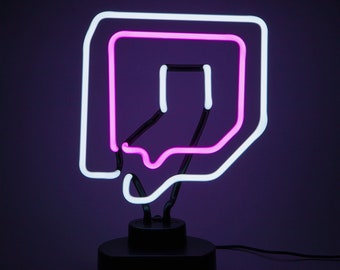 Hand Bent Glass Twitch Neon Light – Content Creator Desk Lamp