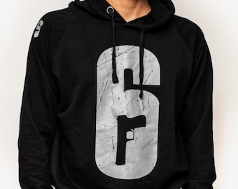 Bluza z kapturem z logo Rainbow Six Siege – unisex, czarna, Ubisoft Pullover