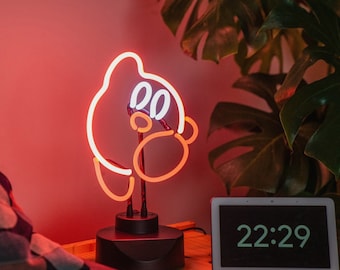 Kirby Neon Light – Hand Bent Glass Desk Lamp, Gaming Decor